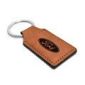 Ford Logo Rectangular Brown Leather Key Chain Official Licensed