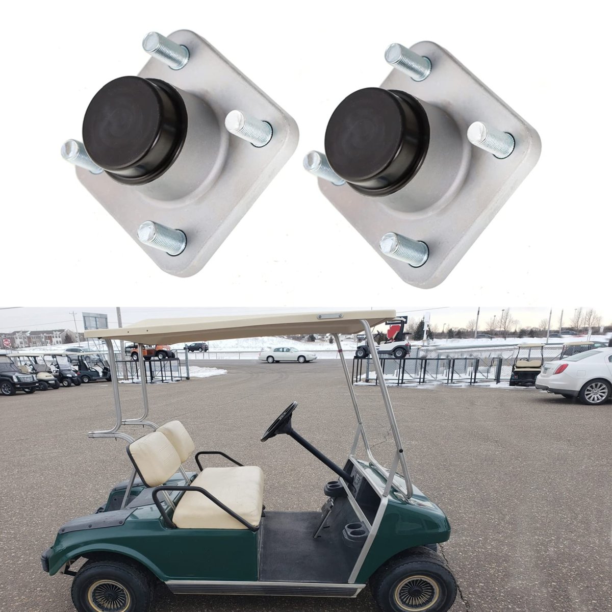 Front Wheel Hub Assembly With Bearings For Club Car 102357701 Set Of 2 Dust Caps