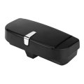 Universal Car Sunglasses Holder Abs Storage Box Organizer With Magnetic Card Slots Black Interior Sponge Lining For Auto 