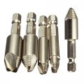 Hiyi 5pcs Screw Stud Bolt Easy Extractor Remover Drill Bit Tool Set 1 4 Hex Shank With Cases 