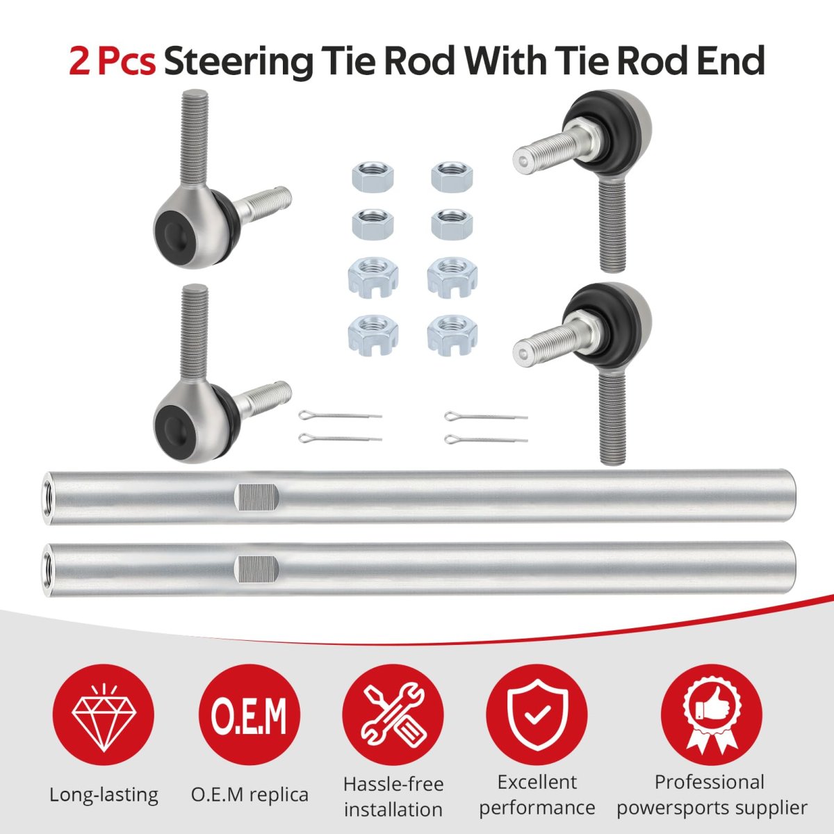 Steering Tie Rod With End Kit For Polaris Predator 500 2003 2006 2 Pcs Set Model