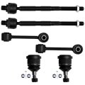 6-piece Fit For 2006007 Jeep Liberty-2 Front Lower Ball Joint 2 Staibilizer Sway Bar End Link 2 Inner Tie Rod 