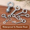 M10 Galvanized Carbon Steel Eye Bolts 5 Pack 3 8 In X 1 18 Lifting Ring Screw Bolt Kit With Nuts And Washers For Tie Down