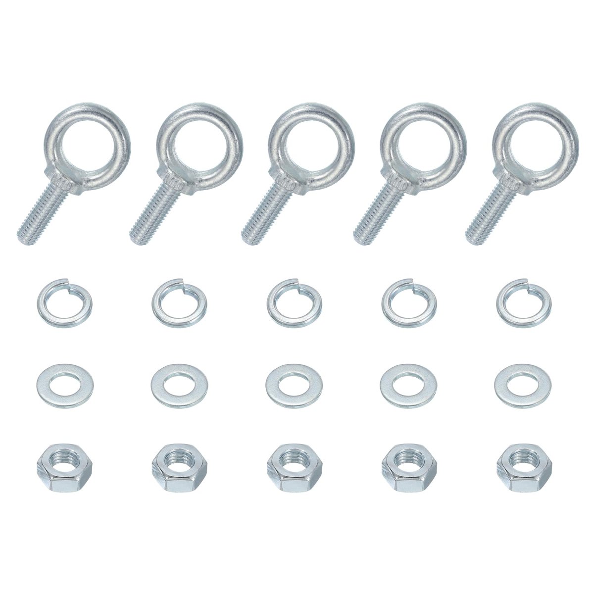 M10 Galvanized Carbon Steel Eye Bolts 5 Pack 3 8 In X 1 18 Lifting Ring Screw Bolt Kit With Nuts And Washers For Tie Down