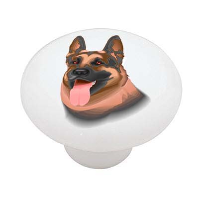 German Shepherd Portrait High Gloss Ceramic Drawer Knob