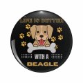 Life Is Better With Beagle Keychain Double Sided Stainless Steel 3d Resin Design Round 1 25 In Novelty Key Ring For Bags And 