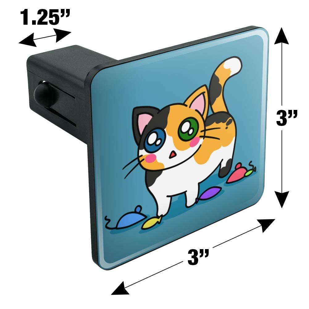 Calico Kitten With Cat Toys Tow Trailer Hitch Cover Plug Insert For 1 25 In Receivers Black Abs Plastic Modern Style Accessory