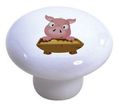 Set Of 2 Pig And Trough Ceramic Cabinet Drawer Knobs 
