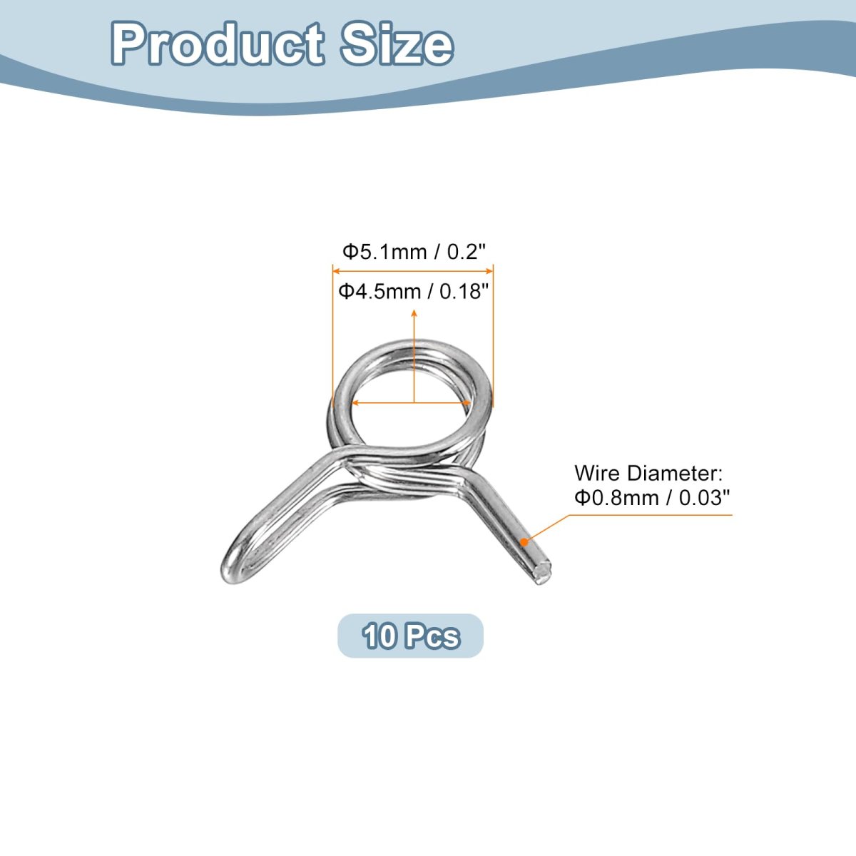10pcs 0 18-0 2 Inch Inner Dia Double Wire Spring Hose Clamp Stainless Steel Adjustable Clips For Fuel Line Silicone Tube Water