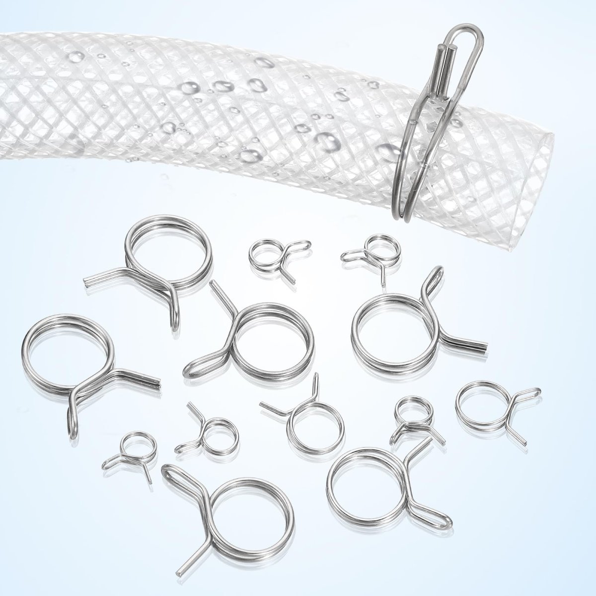 10pcs 0 18-0 2 Inch Inner Dia Double Wire Spring Hose Clamp Stainless Steel Adjustable Clips For Fuel Line Silicone Tube Water