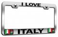 I Love Italy Italian Chrome Metal License Plate Frame Tag Holder N50 