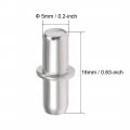 Uxcell Shelf Bracket Pegs 5x16mm Stainless Steel Cylindrical Shape Holder Support Pins For Cabinet Bookcase 20 Pcs