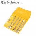 Uxcell Micro Precision Screwdriver Set 0 8-1 6mm Slotted Head With 5 Extra Replace Blades For Watch Eyeglasses Electronics