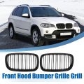 Front Hood Bumper Grille For Bmw X5 X6 E70 2007-2013 No 51137157687 51137157688 Kidney Grill Double Slat 1 Pair Gloss Black