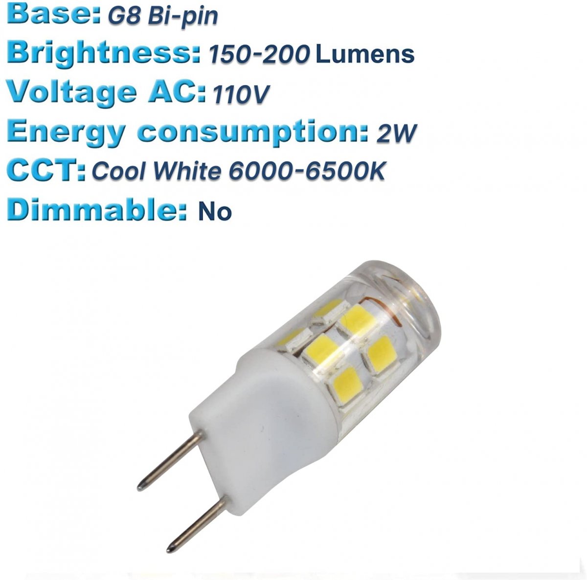 4 Pack G8 Bi Pin 17 Leds Light Bulb Cool White 6500k 2 Watt For Accent Microwave Ovens Pendant Puck And Under Cabinet Lights