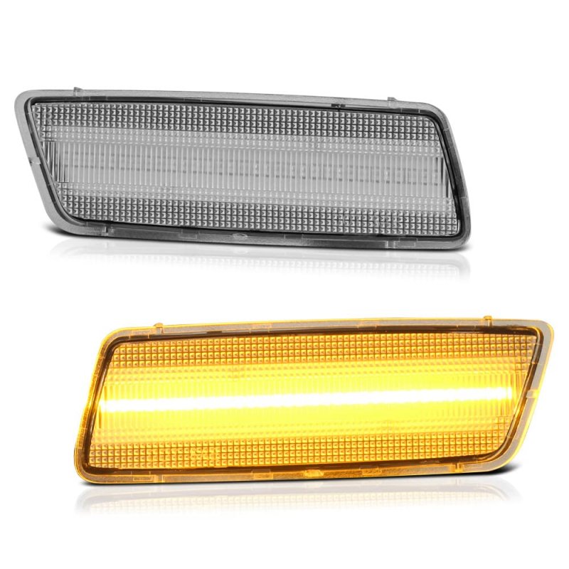Front Full Led Amber Side Marker Lamps For 2005-2010 Vw Gti Jetta Rabbit R32 Mk5 Clear Lens Left Driver Right Passenger Pair