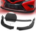 3pcs Car Front Bumper Lip Spoiler Wing Body Kit For Toyota Camry Se Xse 18-22 Carbon Fiber Look