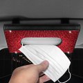 A 2022 Upgradeda Bling Car Sun Visor Tissue Box With Refills Paper Towels Pu Leather Backseat Mask Case Crystal Sparkling 