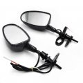 Httmt- Mt244- Led Rearview Mirror 6mm Compatible With H-d Suzuk Kawasak Carbon Fiber Style