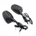 Httmt- Mt244- Led Rearview Mirror 6mm Compatible With H-d Suzuk Kawasak Carbon Fiber Style