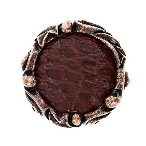 Vicenza Designs K1119 Liscio Insert Knob With Brown Leather Strap Antique Copper