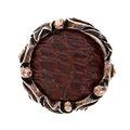 Vicenza Designs K1119 Liscio Insert Knob With Brown Leather Strap Antique Copper 