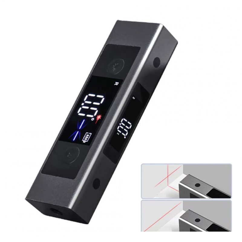 Digital Inclinometer Protractor Angle Measure Laser Ruler With Dual Screen Bi Directional Red Light Marking And Support Bracket