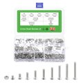 520 Pcs M2 5 Machine Screws Phillips Pan Cross Head Bolts Assortment Kit 304 Stainless Steel Silver For Wall Socket Household