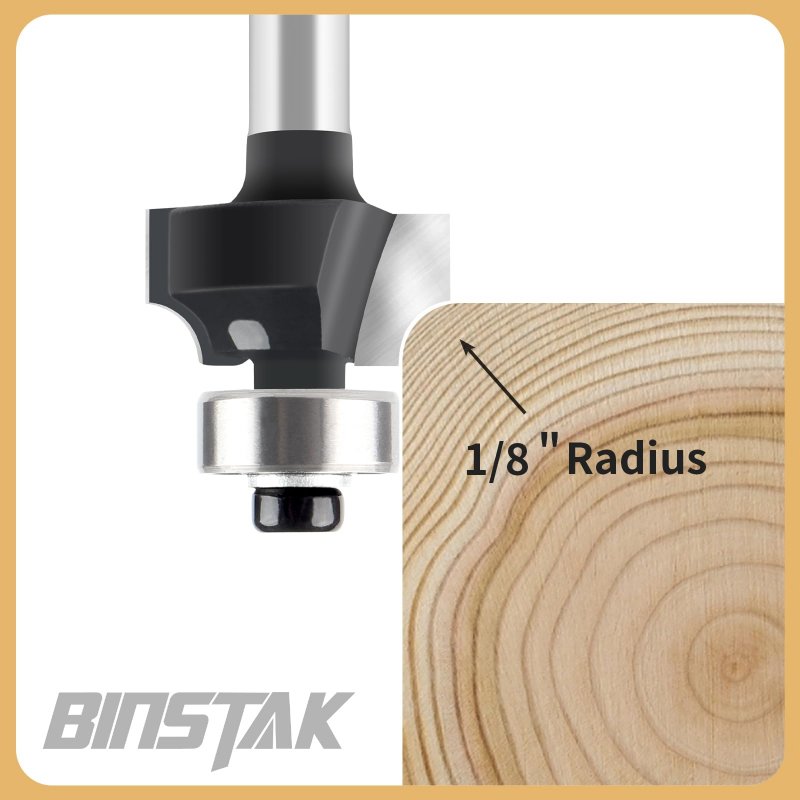 1 8 In Radius Roundover Router Bit 4 Shank Carbide Tipped Edge Forming Beading For Woodworking B2305