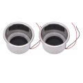 2pcs Dc 12v Led Cup Holder Rustproof 304 Stainless Steel Drink With Draining Hole For Marine Boat Car Green 