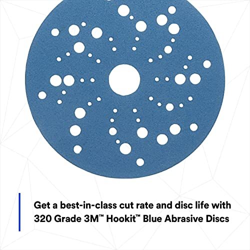 3m Hookit Blue Abrasive Discs 36165 Multi-hole 5 In 320 Grade Pack Of 50 Virtually Dust-free For Auto Sanding Body Repair