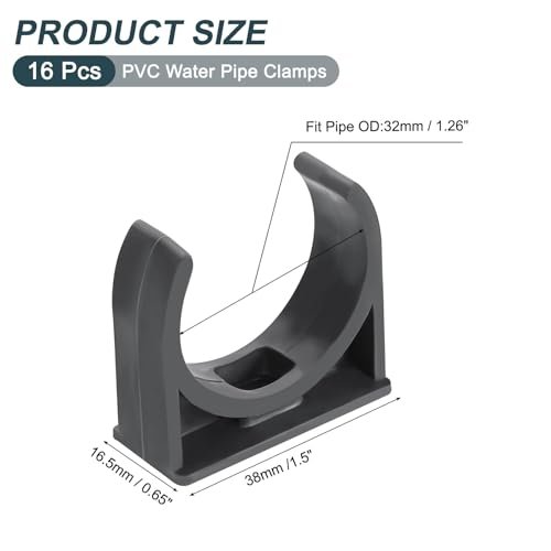 16pcs Pvc Water Pipe Clamps Clips U-shaped Tubing Hose Buckles Irrigation Tube Holder For 32mm Od Tv Trays Hanger Support Gray