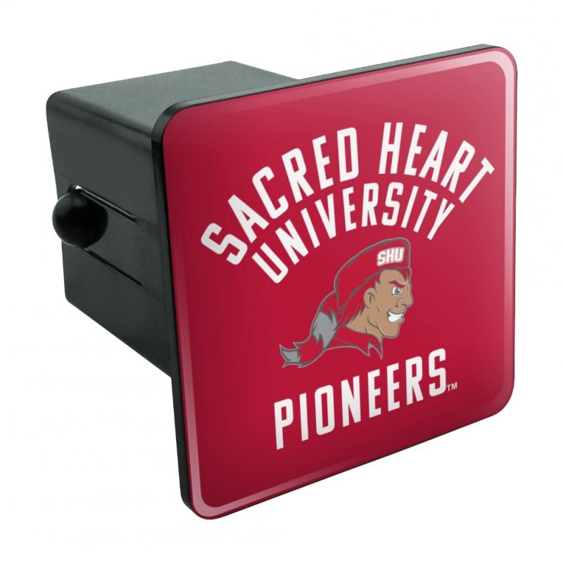 Sacred Heart University Pioneers Logo Tow Trailer Hitch Cover Plug Insert For 2 In Receivers Black Abs Plastic With Uv