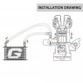 G-plus Universal 25 Row An10-10an Engine Transmission Oil Cooler Kit Radiator Condenser Filter Adapter Black Aluminum