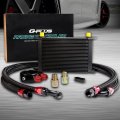 G-plus Universal 25 Row An10-10an Engine Transmission Oil Cooler Kit Radiator Condenser Filter Adapter Black Aluminum