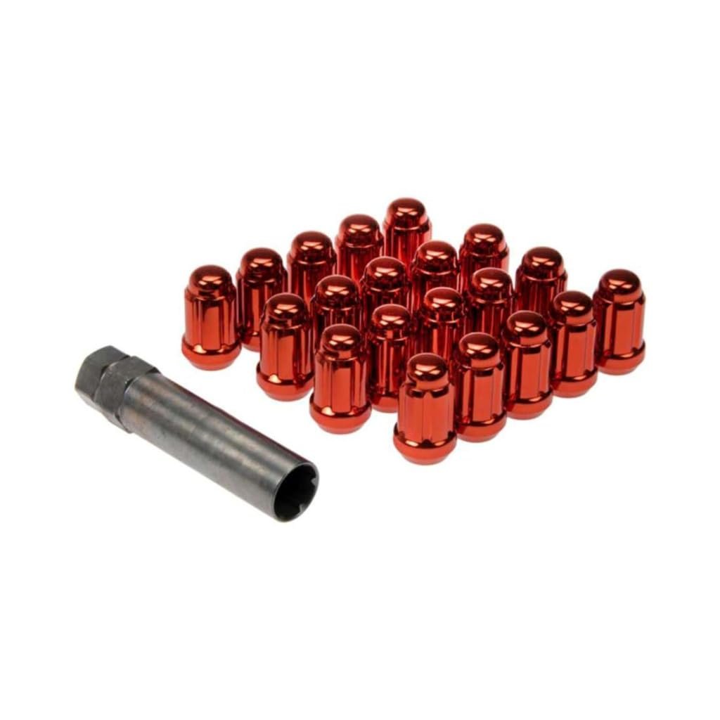 Spline Drive Wheel Lock Set For Ford F-100 Ranger 1996 Alloy Steel Red External Design Fine Thread 20 Locks And 1 Key Conical