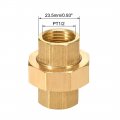 Uxcell Brass Pipe Union Connector Coupling 1 2 Pt Fitting With Female Threaded Connects Two Pipes 38mm Length