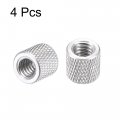 Uxcell 1 4-20 X 10mm Aluminum Alloy Hand Screw Nuts Diamond Knurl Knurled Camera Tripod Pass Hole Nut Silver 4pcs