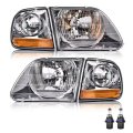 Halogen Headlight Assembly For 1998 To 2003 Ford F150 And 2004 Heritage 1997 2002 Expedition 1999 F250 Clear Lens Chrome 