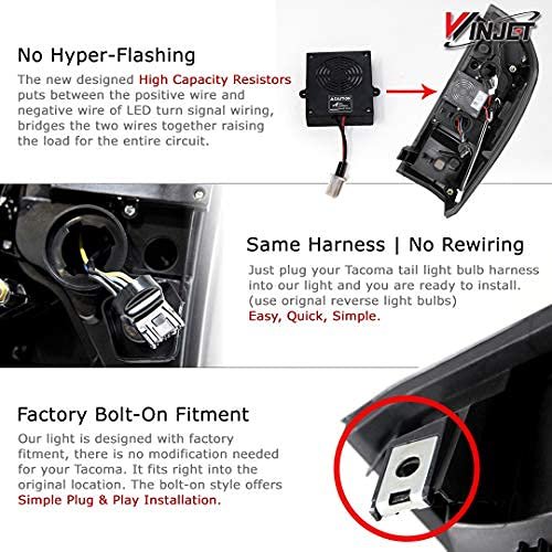 Winjet Off Road Series For 2016-2022 Toyota Tacoma Drl Led Tail Lights Rear Assembly With Turn Signal Brake Drl Plug And Play
