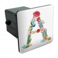 Letter A Floral Tow Trailer Hitch Cover Plug Insert For 2 In Receivers Black Abs Plastic With Uv Resistant Resin Top Modern