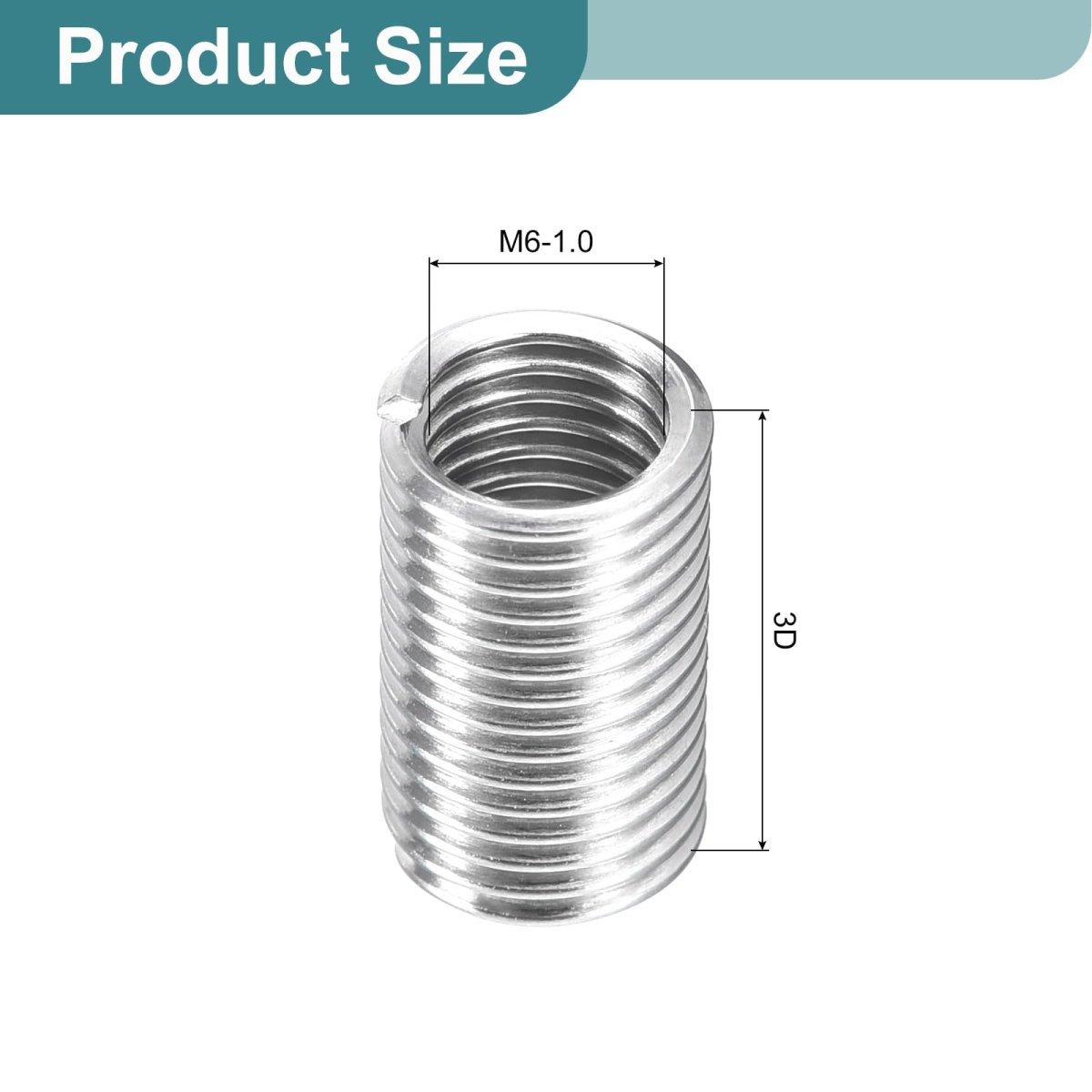 100pcs Helical Threaded Inserts M6-1x3d 304 Stainless Steeled Socket Thread Repair Insert For Plastic Wood Threaelical Threaded