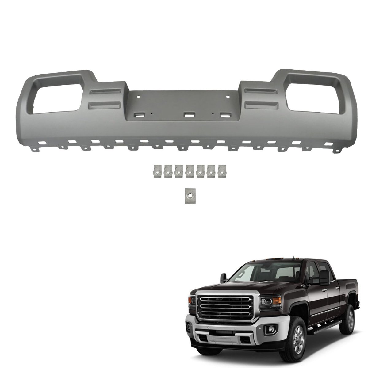 Front Bumper Mid Section Skid Plate Replacement For 2014 2015 Sierra 1500 Silvery Plastic Lower Direct