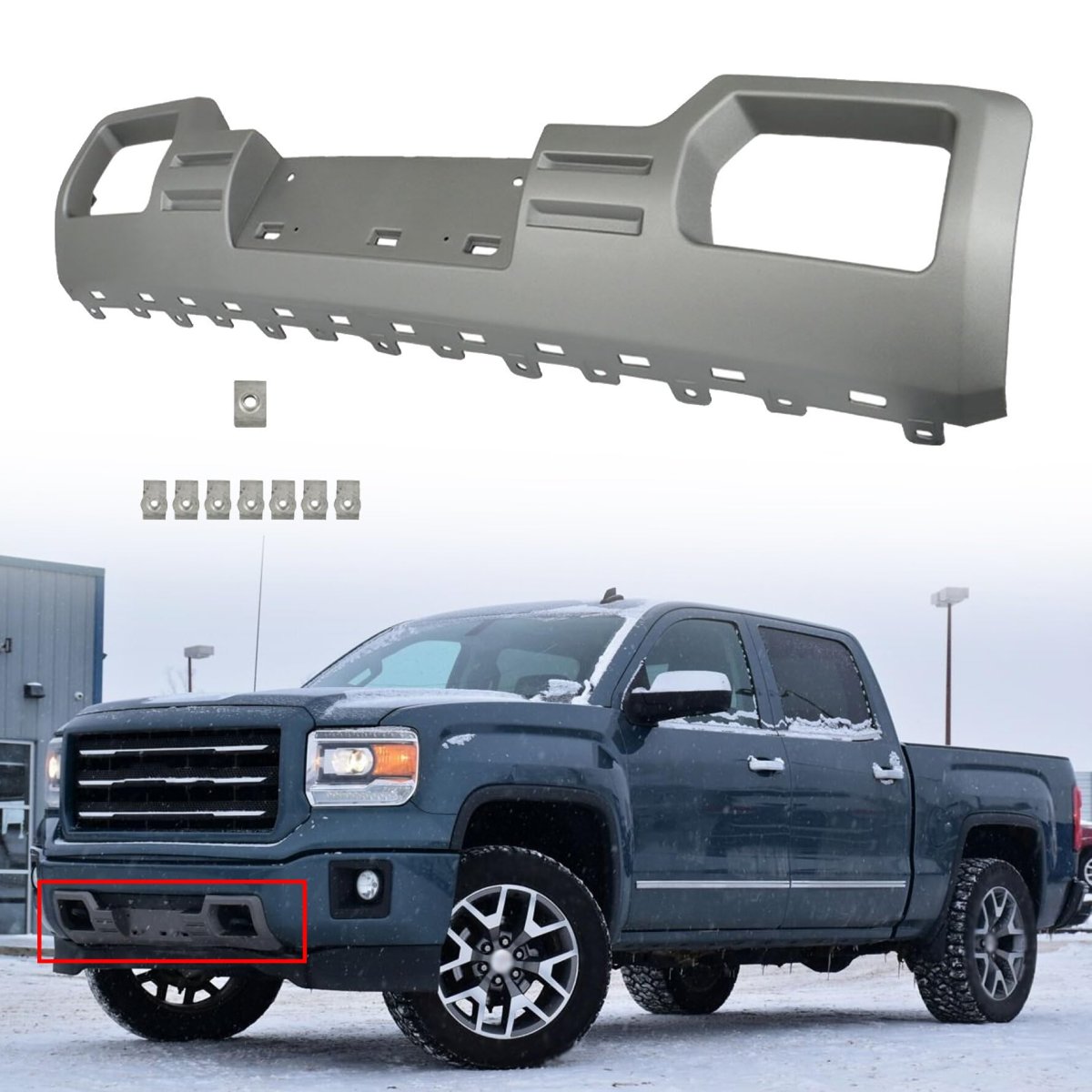 Front Bumper Mid Section Skid Plate Replacement For 2014 2015 Sierra 1500 Silvery Plastic Lower Direct