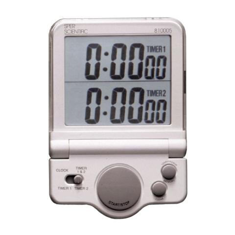 Jumbo Display Timer With Clock And Dual Countdown Channels 5 X 3 0 5 In Battery Included White Case