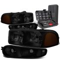 Tinted Housing Amber Corner Headlight W Bumper Lamps Tool Kit Compatible With Gmc Sierra 1500 Yukon Xl Denali 01-07