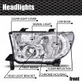 G-plus Headlights Assembly Compatible With 2007-2013 Toyota Tundra 2008-2017 Sequoia Bumper Headlamp Cleara Lensa Chrome