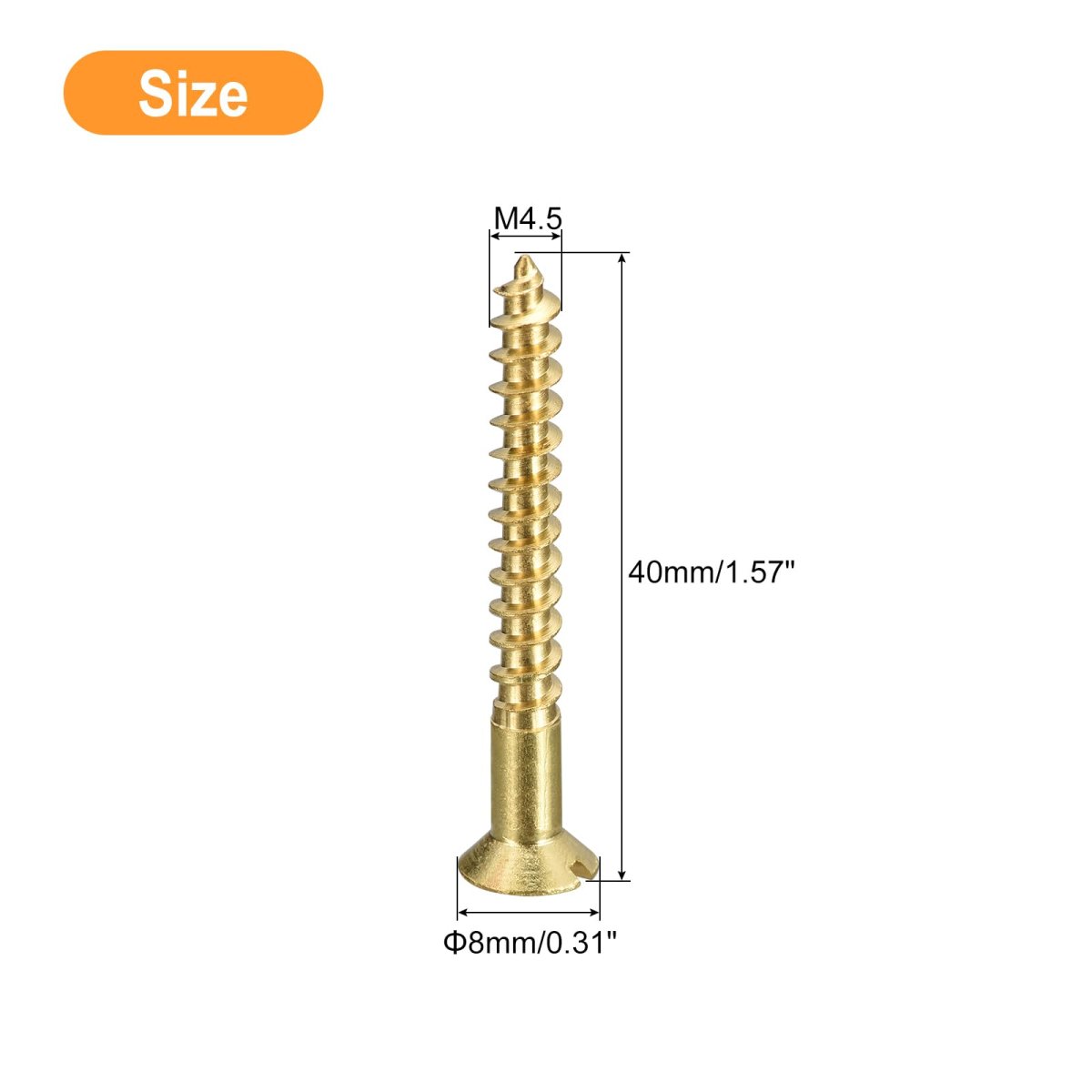 Brass Wood Screws 10pcs M4 5 X 40mm Slotted Drive Flat Head Self Tapping Screw Countersunk For Woodworking Furniture