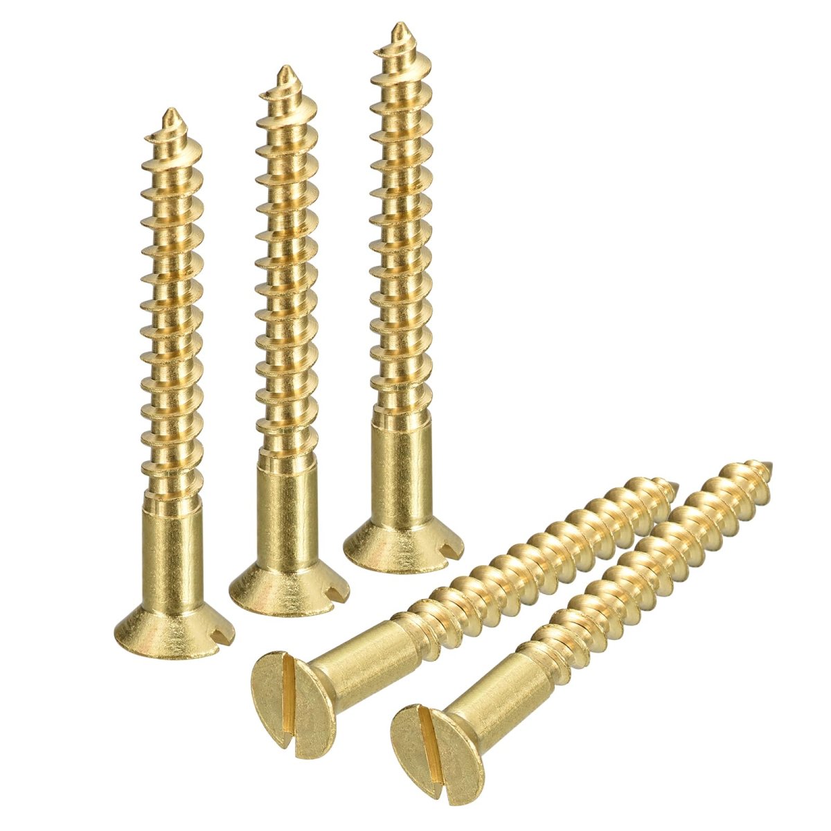 Brass Wood Screws 10pcs M4 5 X 40mm Slotted Drive Flat Head Self Tapping Screw Countersunk For Woodworking Furniture