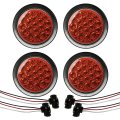 4pcs 4 Round 19 Diodes Red Red Flux Led Stop Turn Tail Truck Light With Rubber Grommet Pigtail 